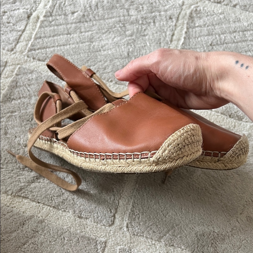 Susina Brown Leather Espadrille Lace-Up Sandals - Picture 4 of 5